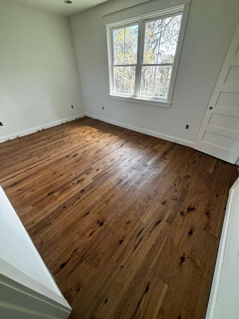 Bedroom before flooring transformation