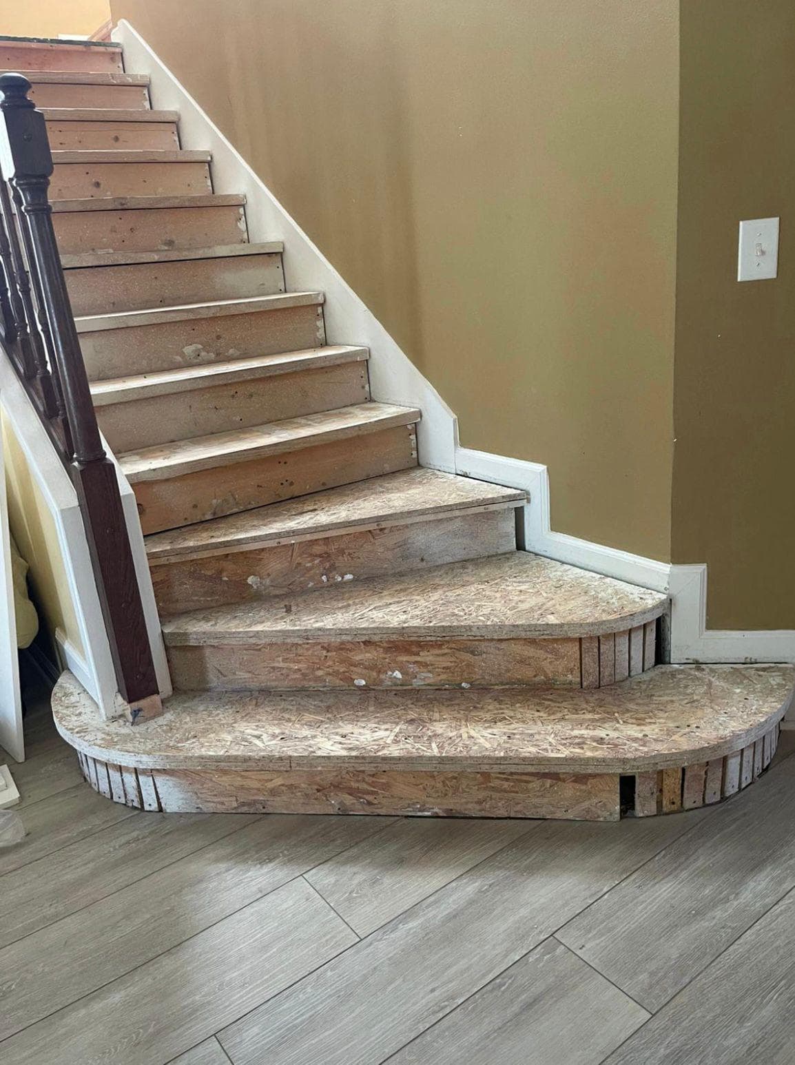 Staircase after flooring installation