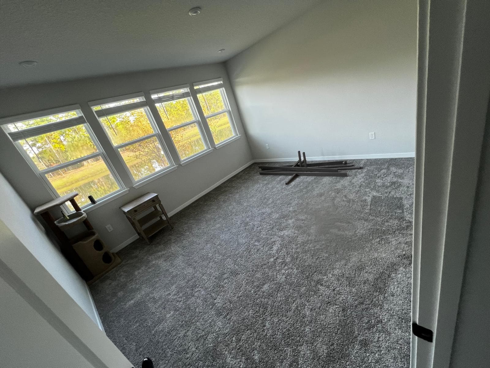 Before and after flooring project progress